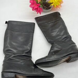 Eddie Bauer Black Leather Vintage Tall Boots Sz 8 Made in Canada. TB1532C